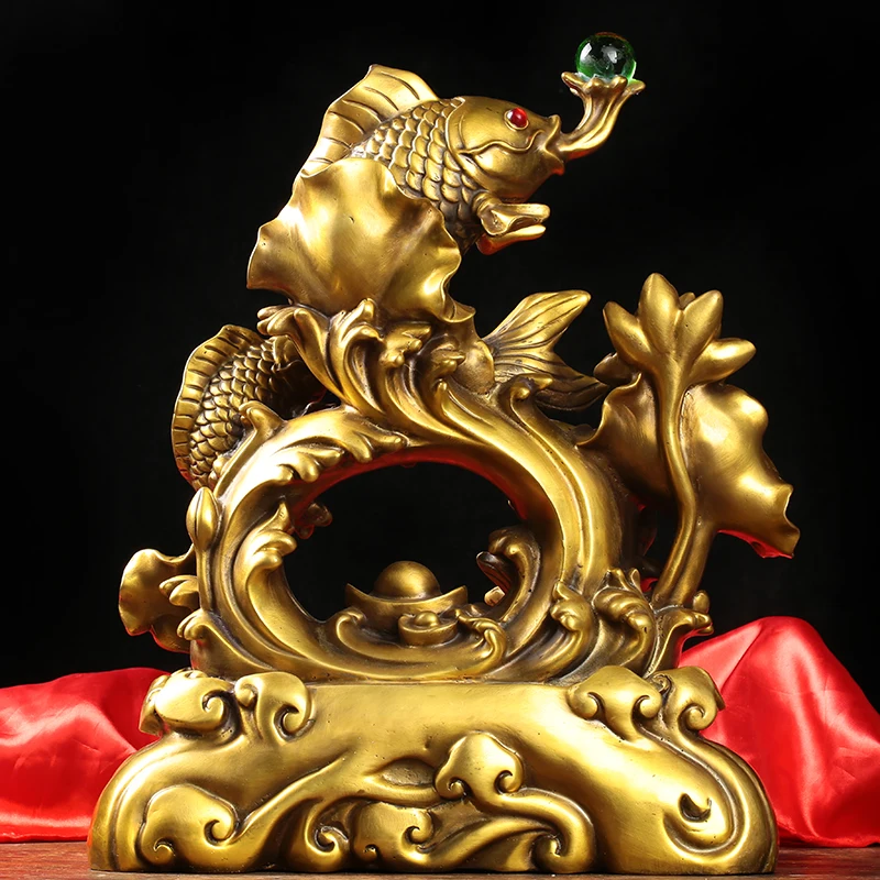 ouro peixes FENG SHUI ZHAO CAI estátua de cobre