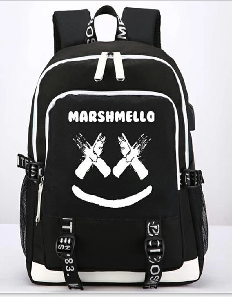 DJ Marshmello Marshmallow рюкзак светящийся usb зарядка Рюкзак Студенческая сумка