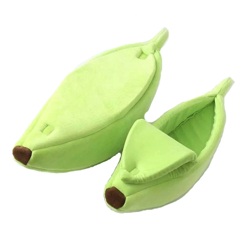 Banana Cat Bed House Cozy Cute Banana Puppy Cushion Kennel Warm Portable Pet Basket Supplies Mat Beds for Cats& Kittens
