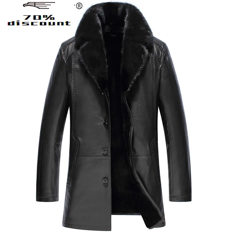 

Genuine Leather Jacket Winter Jacket Men Real Wool Fur Liner Jackets Mink Fur Collar Sheepskin Coat AS-PM24000 MY2280