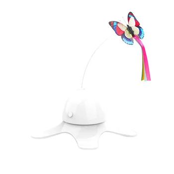 

Pet Cat Toy Interactive Electric Rotating Butterfly Playing Rotating Butterfly Toys for Kitten Funny Spinning Teaser Toys White