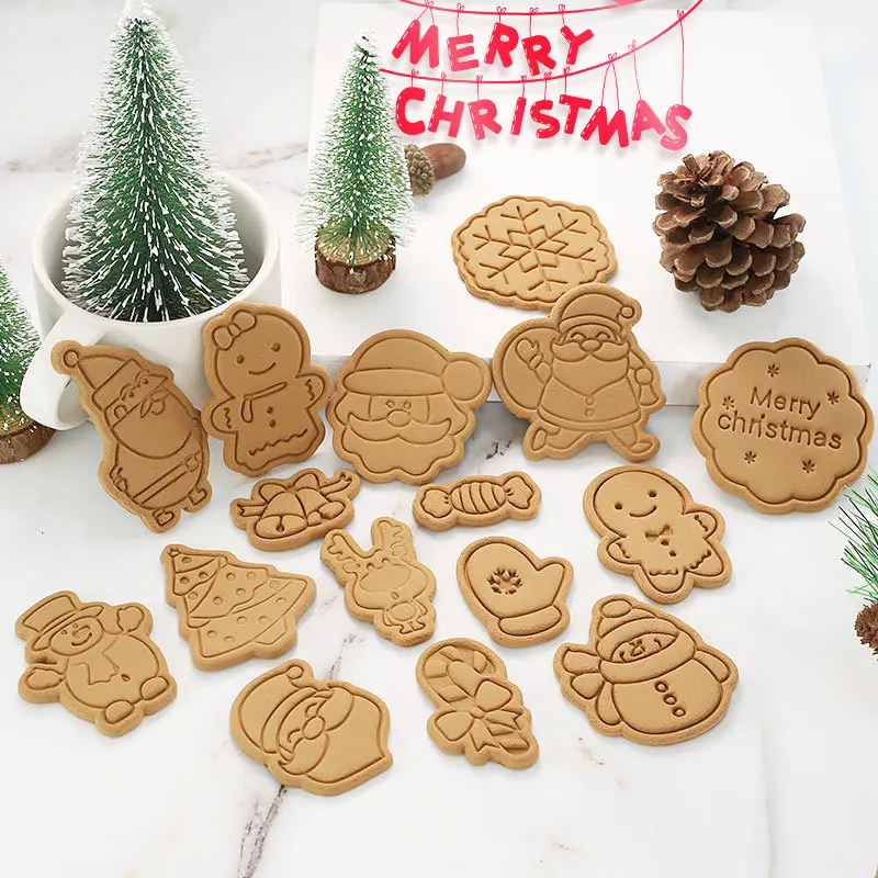 

Christmas anime Cookies Cutter Tools cartoon biscuit mold home DIY baking tool 3D Pressing Baking sugar manual biscuit mold