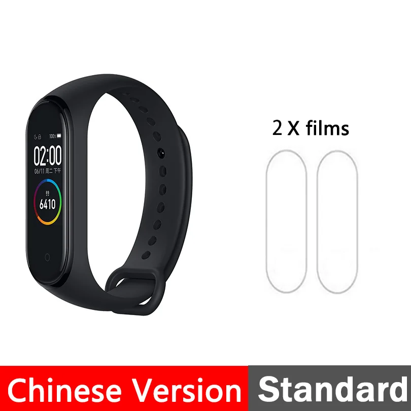 B4 CN n film Xiaomi mi-браслет 4 Smart Bluetooth 5,0 mi Band 4 Браслет фитнес-браслет AMOLED сенсорный экран Музыка AI сердце - Цвет: B4 CN n film