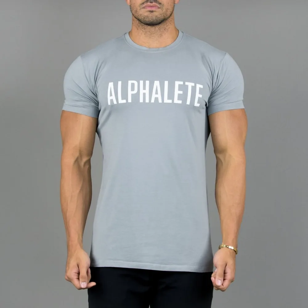 Новинка, Мужская футболка,, ALPHALETE, футболка для тренажерного зала, футболка с принтом, мужская, s, бодибилдинг, короткий рукав, рубашки для мужчин, 95% хлопок, брендовая одежда