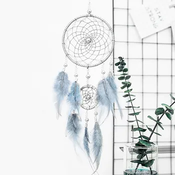 

Feather Crafts Dream Catcher Brown Wind Chimes Handmade Dreamcatcher Net for Wall Hanging Car Home Decoration