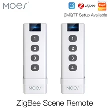 Moes Tuya ZigBee Smart House Wireless Scene Switch 4 Gang Remote Portable Tuya Zigbee Hub Required No limit to Control Devices