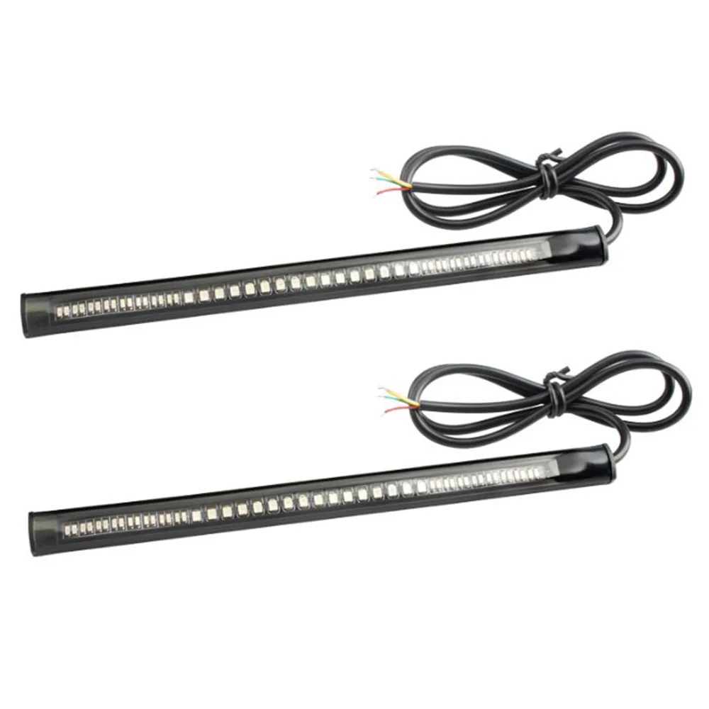 12V светодиодный мотоциклетные задние светильник ленты красный/желтый сигнальный тормозной 3528 SMD преобразователь автомобильной розетки постоянного тока аксессуары - Цвет: 2X