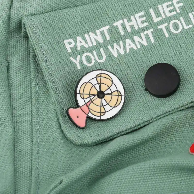 Hot selling electric fan No. 1 brooch creative wild student metal globe mine bomb brooch badge jewelry gift