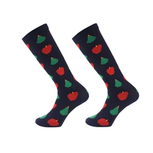 Женские Длинные Компрессионные носки, нейлоновые уличные носки с фруктовым узором, впитывающие пот чулки для марафона, бега