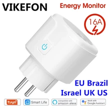 WiFi enchufe inteligente 16A UE Brasil hembra Tuya vida inteligente APP Alexa Google asistente Control de voz Monitor de potencia momento