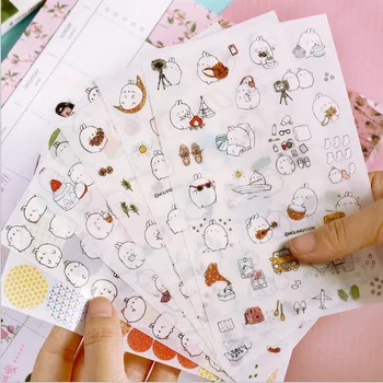 

Kawaii Potato Molang Rabbit Diary Flowers Decorative Stickers Scrapbooking Mobile Phone Stickers Stationery DIY Album Stickers