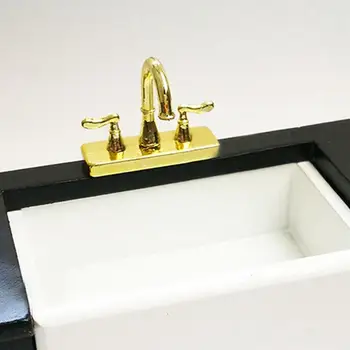 

1/12 Dollhouse Miniature Furniture Mini Alloy Bathtub Faucet Simulation Water Tap Model DIY Doll House Decoration Toy