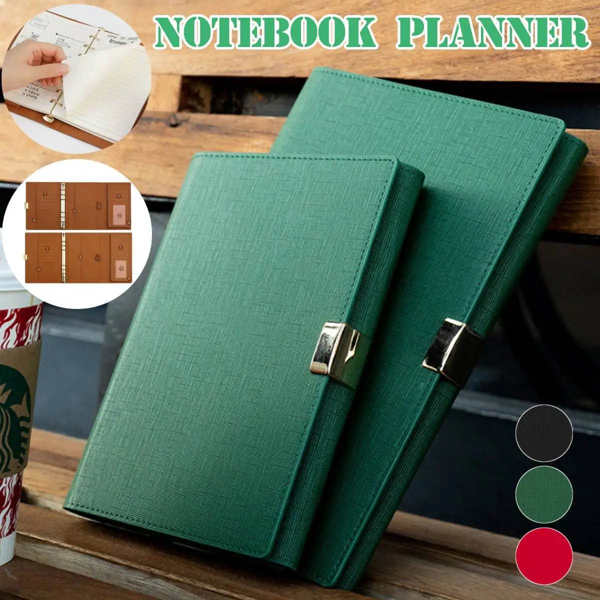 

Business High-grade Loose-leaf 6 Holes Notebook Spiral Thicken Meeting Notepad Faux Leather Diary Planner Bullet Journal