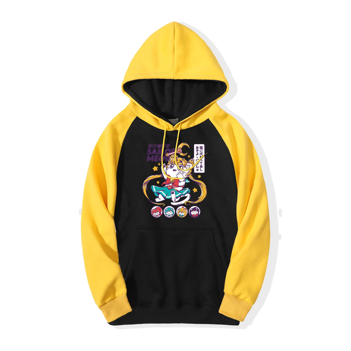 Sailor Meow толстовки мужские утепленные зимние толстовки Япония Аниме флисовая Мужская толстовка Сейлор Мун забавный кот Милый Свитшот толстовки