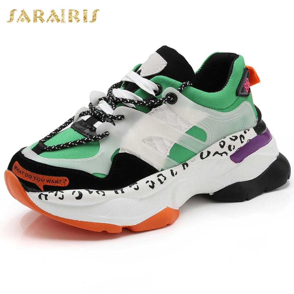 

Sarairis 2020 New Fashion Platform Lace Up Walk Shoes Woman Vulcanize Mix Color Spring Autumn Sneakers Woman Shoes