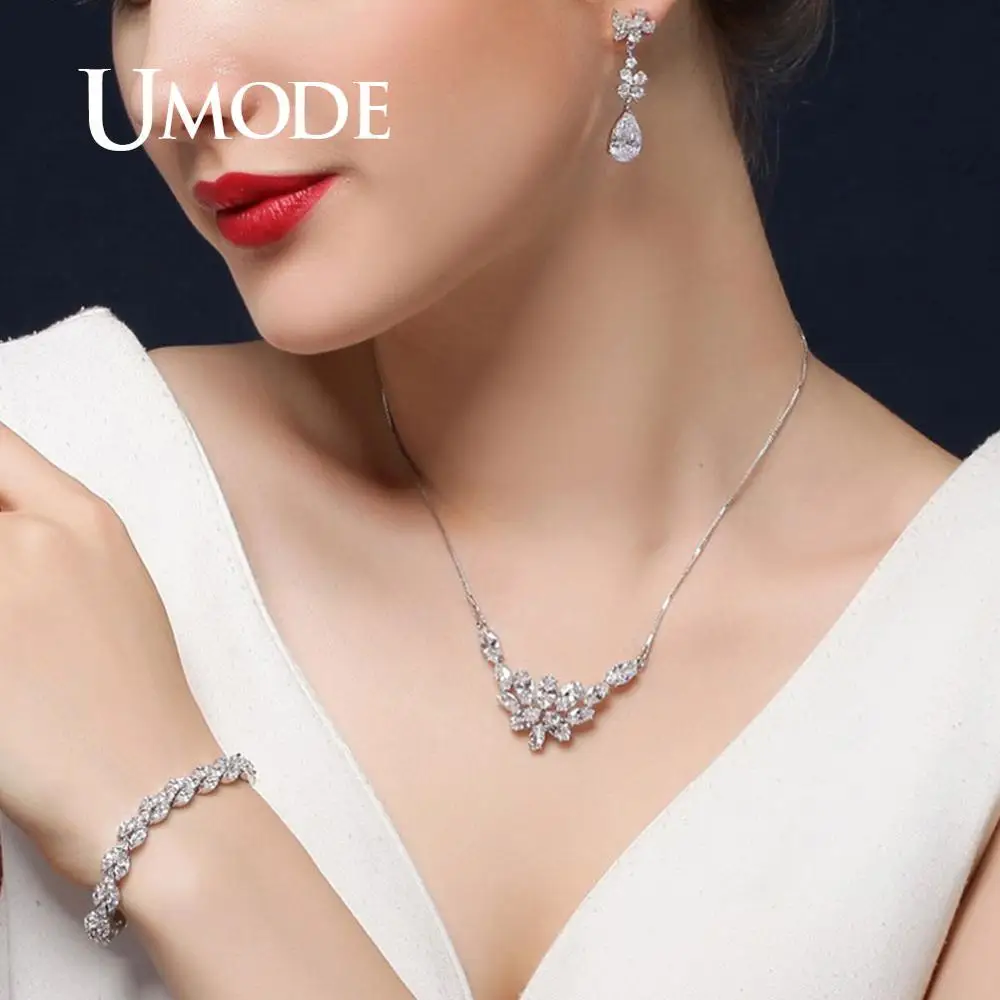 UMODE &quotЦвет любви&quot Свадебное ожерелье с подвесками и швейцарским искусственным
