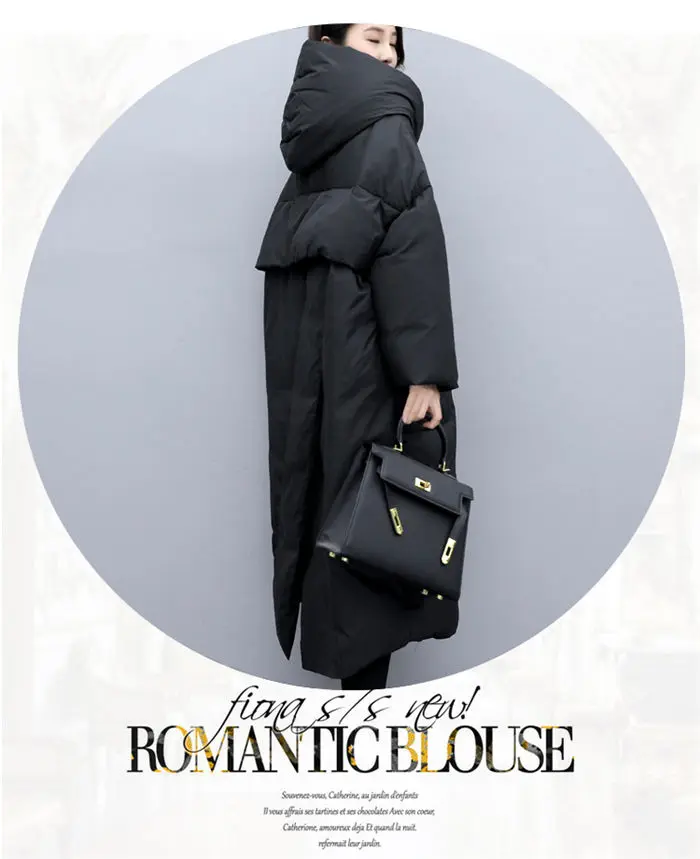 Зимнее Новое корейское пальто очень большого размера, женская одежда, Свободный Длинный Модный Черный пуховик, хлопковая куртка, Женская парка, верхняя одежда f2572