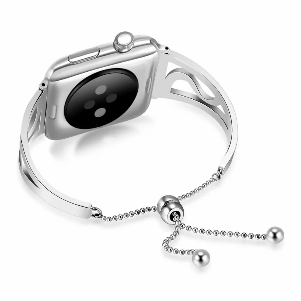 Браслет из нержавеющей стали для Apple Watch s-браслет ремешок для Apple Watch 4 Круглый Кулон из бисера для IWatch серии 4 3 2 1