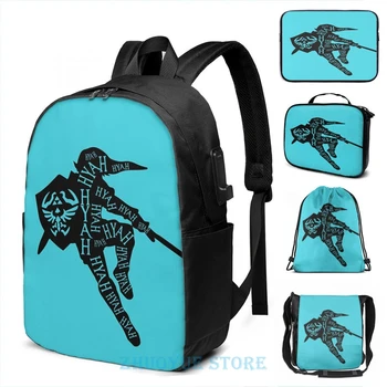 

Link - Legend of Zelda shirt - Breath of the Wild - Hyah! USB Charge Backpack men School bags Cosmetic bag Travel laptop bag