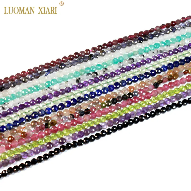 

Fine 4mm Natural Ruby Prehnite Olivine Lapis lazuli Amethyst Aquamarine Tourmaline Stone Beads For Jewelry Making DIY Bracelet