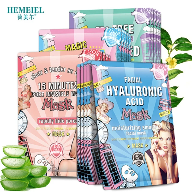 5pcs HEMEIEL гиалуроновая кислота, увлажняющая Корейская маска для лица, коллагеновая маска, маска для лечения акне, маска для лица, уход за кожей, корейская косметика - Цвет: 5pcs