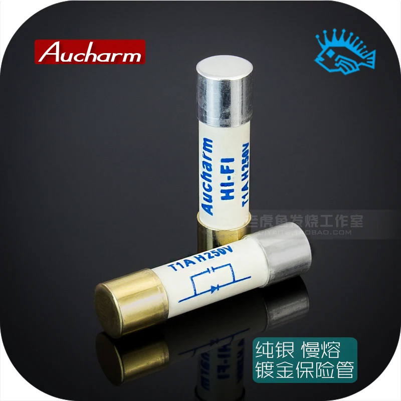 Aucharm-fusível Fusível de Prata Esterlina e Banhado a Ouro Fusível de Áudio Amplificador cd Som 5×20 mm 1pc Pcs