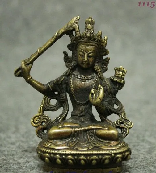 YM 308 Tibeten Collect Bronze Copper Buddhism Manjushri Buddha Kwan-Yin Statue Figurine | Дом и сад
