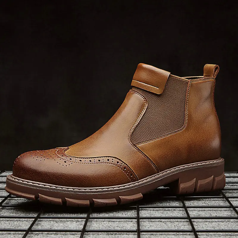 

High Quality Genuine Leather Winter Autumn Men Chelsea Boots Winter Waterproof Ankle Martin Boots Outdoor Work Boots A55-40