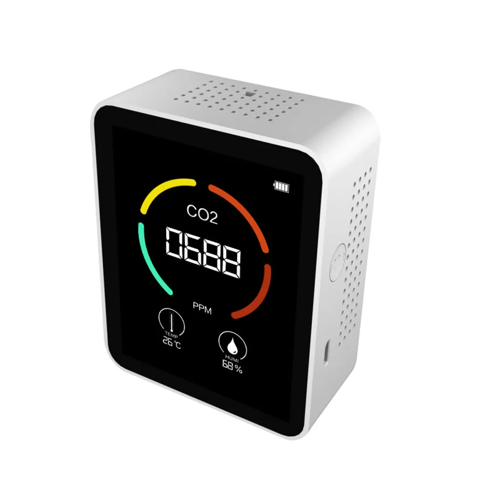 Air Quality Monitor Portable Carbon Dioxide Detector 3-in-1 CO2 Temperature Humidity Meter TVOC Detection with LCD Display | Инструменты