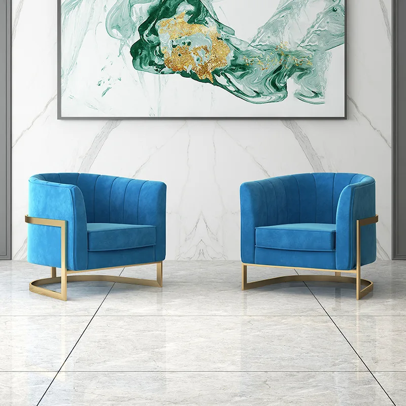 Диван в скандинавском стиле, индивидуальное кресло для спальни, золотой ленивый диван, железный стул для гостиной, роскошная одежда, маникюрный магазин, стулья для спальни
