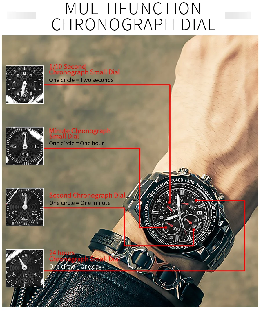 2021 WWOOR Men's Watch Top Brand Luxury Black Wrist watch Fashion Sports Chronograph steel Quartz Men Watches Relogio Masculino