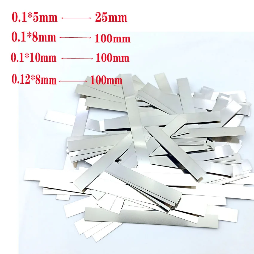 

Pure Nickel Strip Soldering Tab 0.1 x 5mm 0.1 x 8mm 0.1 x 10mm 0.12 x 8mm / 100 mm for Lithium Battery Welding Ni200 100g