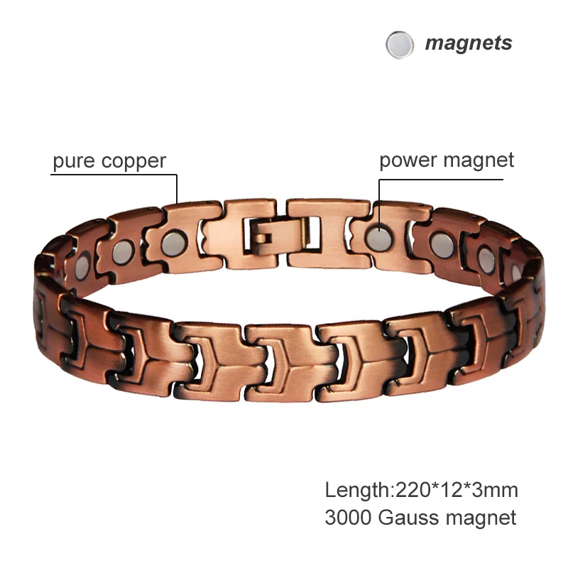 Oktrendy Men Magnetic Bracelets Red Copper Arthritis Therapy Health Care Bracelet Fashion Hologram Jewelry For Women