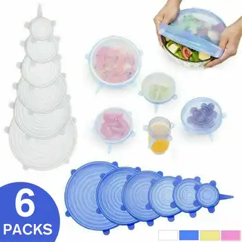 

12Pcs Reusable Silicone Seal Cover Stretch Lids Bowl Cover Kit Stretch Wrap Food Fresh Keeping Film for Kitchen Food Storage