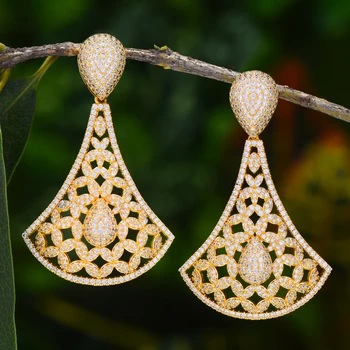 

missvikki Classical Full Cubic Zirconia Drop Earrings Bridal Wedding Engagement Party Jewelry Trendy Fashion Accessory