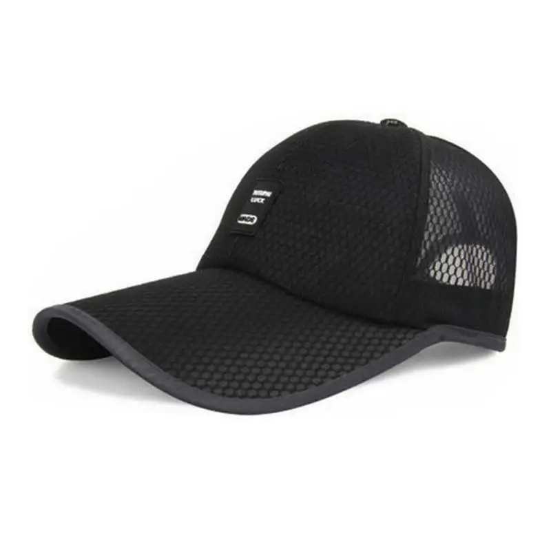 Дышащая унисекс сетка папа шляпа Открытый регулируемый Snapback бейсболка солнцезащитная Кепка - Цвет: Черный