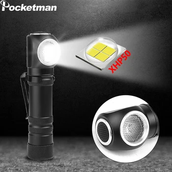 

High Lumen XHP50 LED Flashlight Magnetic Torch with Built-in Battery Can be Used as Headlamp Head Front Flashlight Waterproof