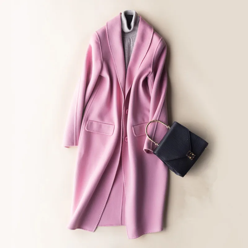 Осенне зимнее Новое двустороннее шерстяное пальто женская кашемировая куртка