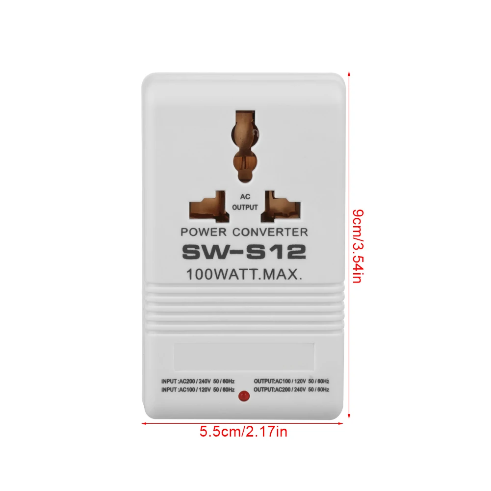 SW-S12 100 Вт 110 В/120 В до 220 В/240 В повышающий преобразователь напряжения трансформатор путешествия Двухканальный преобразователь мощности SW-S12 100 Вт 110 В/120 В до 220 В/240 В повышающий преобразователь напряжения трансформатор путешествия Двухканальный преобразователь мощности