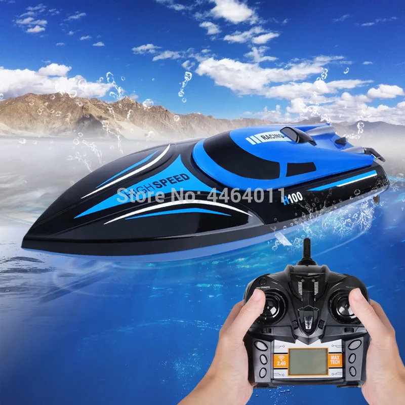 

Remote Control Boat RC H100 2.4GHz High Speed Remot 4 Channel 30 KM/h Racing with LCD Screen children Kids Gift Toys