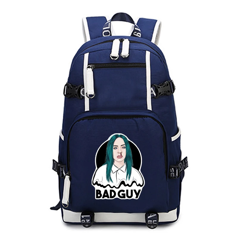 2 Холщовый Рюкзак Mochila Billie Eilish школьные сумки для подростков женщин и мужчин рок-мешок большой емкости удобный рюкзак для путешествий портфель - Цвет: 2