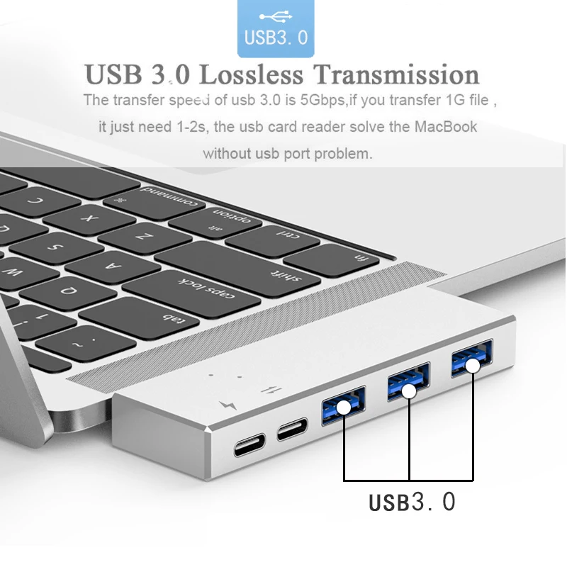 BKSCY USB C концентратор двойной USB C 5 в 1 портативный концентратор типа C к usb 3,0 зарядка PD и передача данных для 1" 15" MacBook Pro