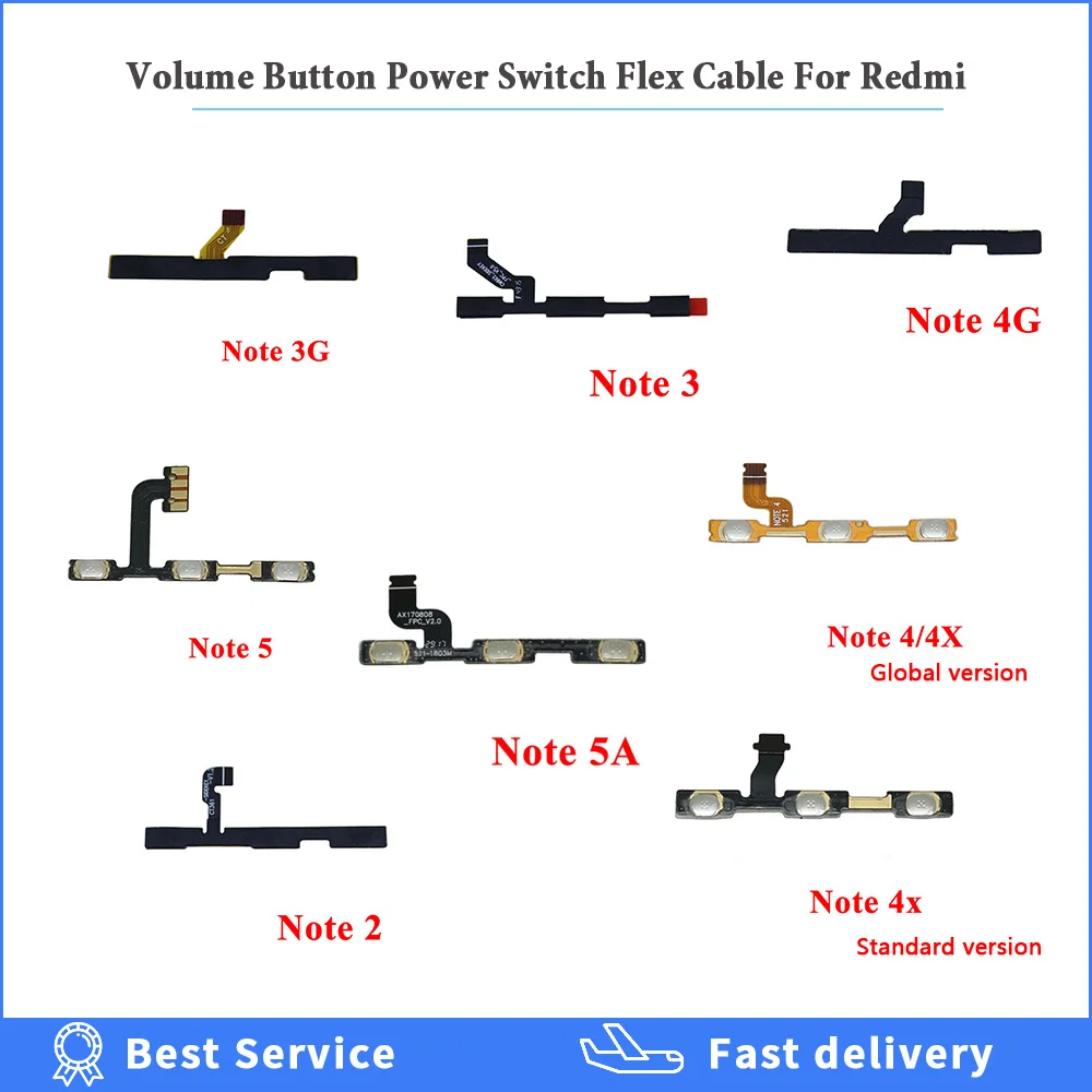 New Power On/Off Volume Buttons Flex Cable For Xiaomi Redmi Note 2 3 3G 4 5A 4x Note4G Switch | Мобильные телефоны и