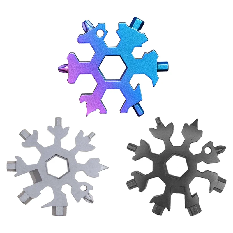 

18 In 1 Snowflake Snow Wrench Tool Spanner Hex Wrench Multifunction Camping Outdoor Survive Tools Bottle Opener Screwdriver
