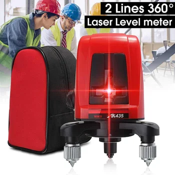 

ZEAST AK435 360 Degree Portable Self-leveling Cross Red Laser Level Device 2 Line 1 Point Horizontal Construction Tools With Bag