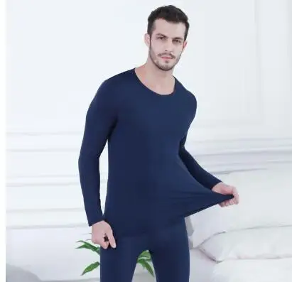 Men Navy Новое поступление, тонкое термобелье размера плюс 3XL-6XXL, комплект кальсоны для мужчин и женщин, теплая одежда, зимний костюм - Цвет: Men Navy