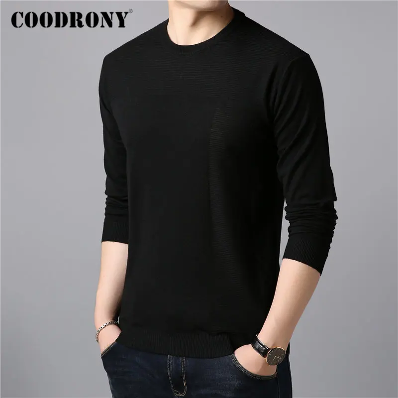COODRONY брендовый мужской свитер на каждый день с круглым вырезом, вязаный хлопковый шерстяной пуловер для мужчин, одежда на осень и зиму, джемпер, Свитера 91079
