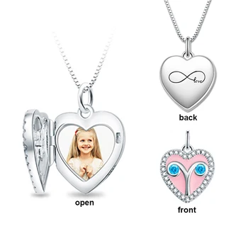 

XiaoJing Sterling Silver 925 Engraved Constellation Necklaces&Pendants Personalized Photo Heart Locket Necklaces for Gifts 2020
