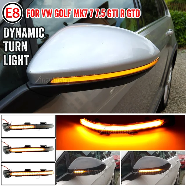2Pcs Auto Seite Rückspiegel Kappen Mit LED Dynamische Blinker Licht Blinker  Für VW GOLF 7 MK 7,5 Mk7 GTI R GTE GTD 2013-2020