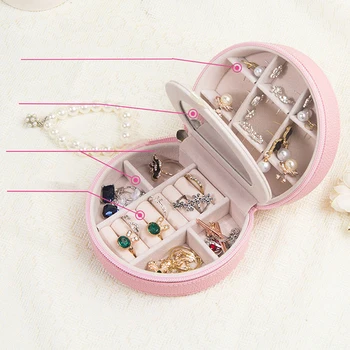 

Mini Jewelry Box Multi-layer Storage Stud Earrings Rings Useful Makeup Hanging Organizer Zipper Portable Display Travel Case